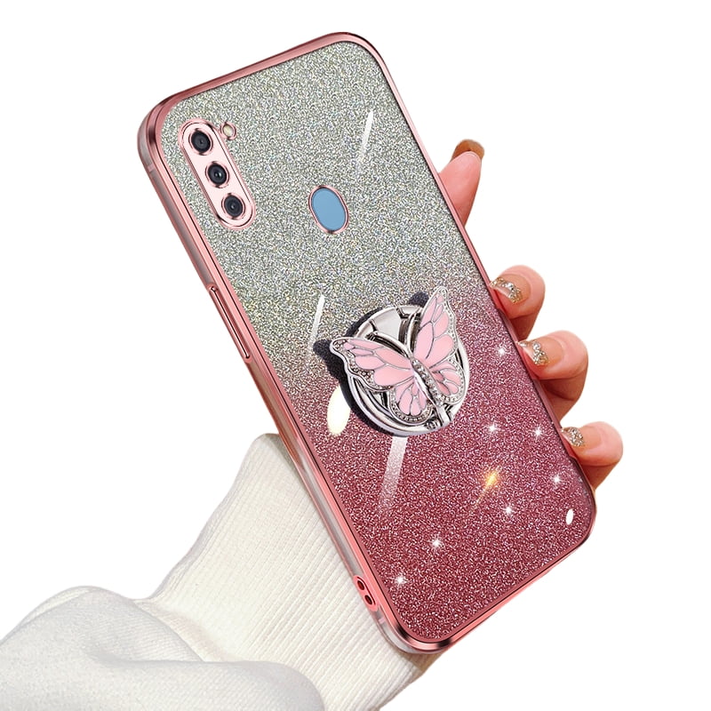 Glitter Cover Compatible with Samsung Galaxy A11 Case Butterfly