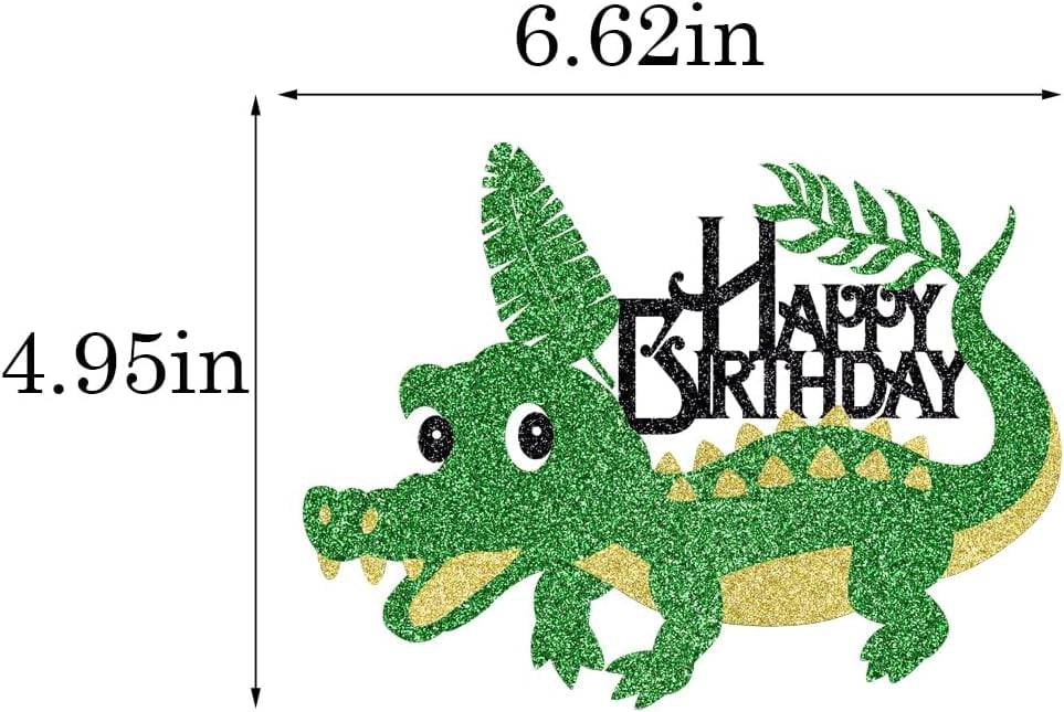 Crocodile Happy Birthday Cake Topper - Multicolored Animal Theme Decor For Birthday Party, Baby Shower