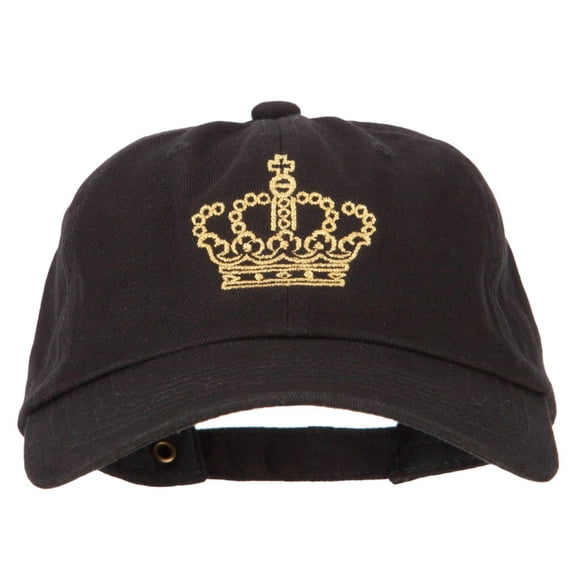 Glitter Crown Embroidered Unstructured Washed Cap - Black OSFM