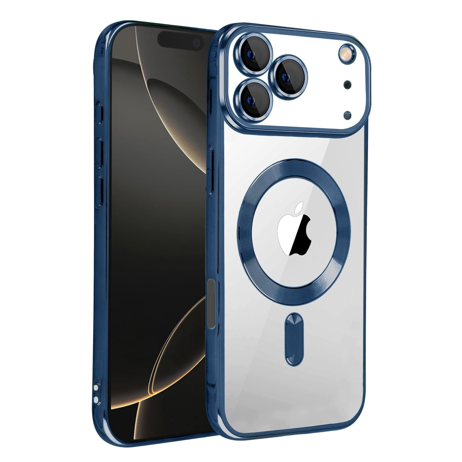 Glitter Crystal Clear Cover for iPhone 17 Pro Max - Dark Blue