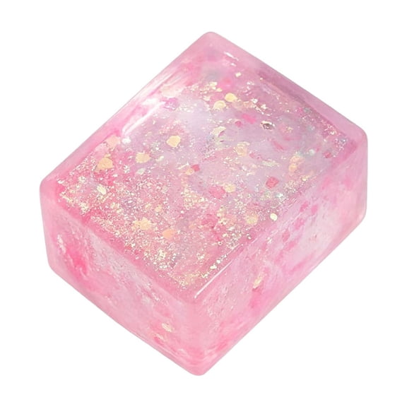 Glitter Cube Squishy Ball, Transparent Cube Squeeze Stress Relief Ball, 2.36" Elastic Squish Clear Gel Block for Daily Stress Relief