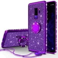 thumbnail image 1 of Glitter Cute Ring Stand Phone Case for Samsung Galaxy S9 Case, Bling Rhinestone Bumper Kickstand Sparkly Luxury Clear Thin Soft Protective for Girls Women - Purple, 1 of 5