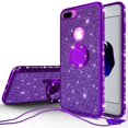 thumbnail image 1 of Glitter Cute Ring Stand Phone Case for Apple iPhone 7 Plus Case,Bling Bumper Kickstand Sparkly Clear Soft Protective for Girls Women - Purple, 1 of 5