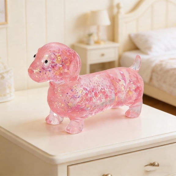 Glitter Dachshund Squishy,Sparkly Sausage Dog Squeeze Toys,Cute Squishys Dog Gel Stretch Ball with Face for Adults,Soft Touch Slow Rising Stress-Relieving Squishies Mystery Glitter Slow Rising Toys