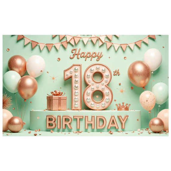 Glitter Decoration Happy Birthday Banner Balloon Decor 18th Celebration for Birthday Party Indoor Event Decoration