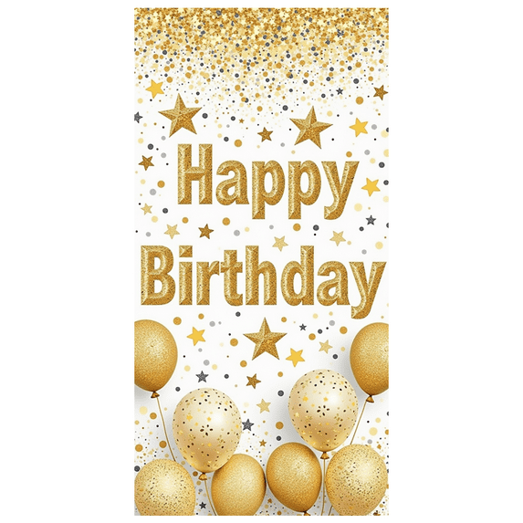 Glitter Design Banner Gold Balloons Birthday Decoration Stars Confetti for Birthday Party Celebration Indoor Decoration Photo Shoot