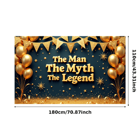 Glitter Design Birthday Banner Metallic Balloons Event Decoration The Man The Myth The Legend Banner for Birthday Party Father's Day Retirement Celebration