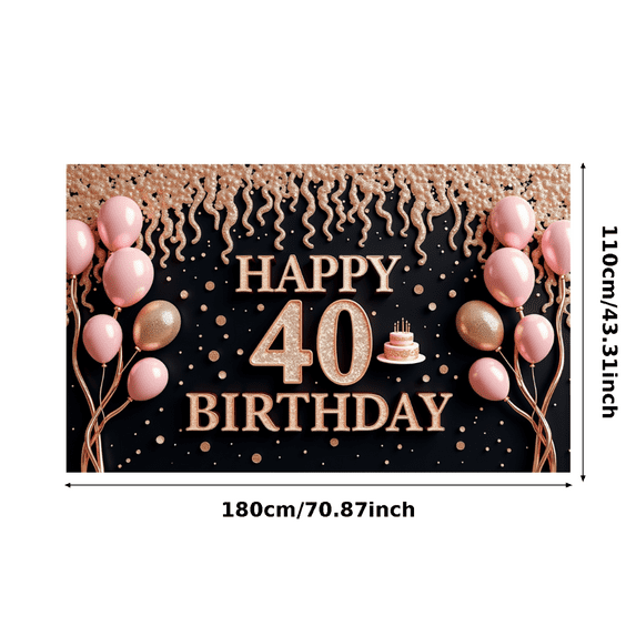 Glitter Design Happy Birthday Banner Balloon Decoration Happy 40 Birthday Confetti Design for Birthday Party Indoor Decoration Photo Shoot
