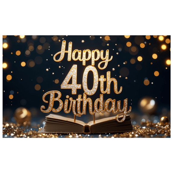 Glitter Design Happy Birthday Banner Decorative Elements 40th Birthday Celebration Banner for Birthday Party Indoor Decoration Event