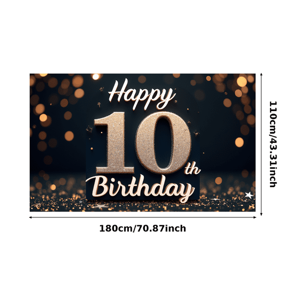 Glitter Design Happy Birthday Banner Festive Decoration Large Party Backdrop for Birthday Celebration Kids Event Anniversary