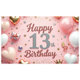 thumbnail image 1 of Glitter Design Happy Birthday Banner Heart Balloons Party Decoration for Teen Birthday Indoor Event Celebration, 1 of 7