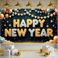 thumbnail image 1 of Glitter Design Happy New Year Banner Gold Silver New Year Banner Star Decoration Balloon Decor Celebration Banner for New Year Party Holiday Celebration Indoor Decoration, 1 of 9