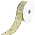 thumbnail image 1 of Glitter Diamond Faux Linen Wired Ribbon, 1-1/2-Inch, 10-Yard - Natural, 1 of 3
