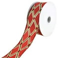 thumbnail image 1 of Glitter Diamond Satin Wired Ribbon, 1-1/2-Inch, 10-Yard - Red, 1 of 3