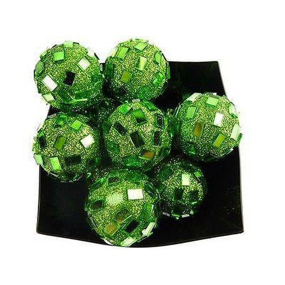 Glitter Disco Ornament Balls, 1-1/4-inch, 10-Piece, Apple Green