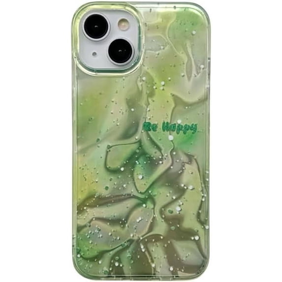 Glitter Dot Letters Laser Water Ripple Soft for iPhone Case (Green,iPhone 15)