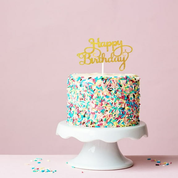 Glitter Double Cake Custom Card Topper for Happy Birthday Decorations and Hanging Ornaments