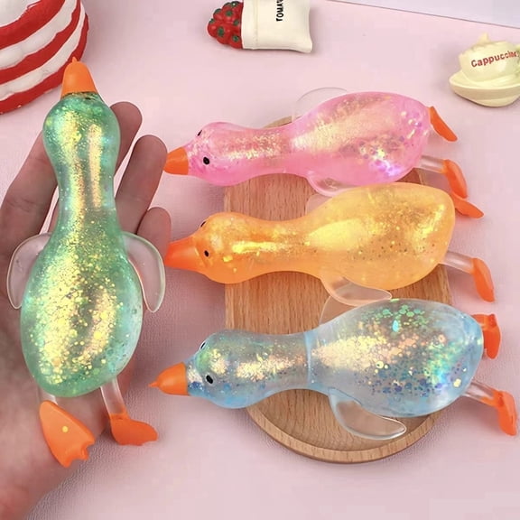 Glitter Ducks Squishy Fidget Stress Relief Sensory Balls for Adults Anxiety Focus Desk