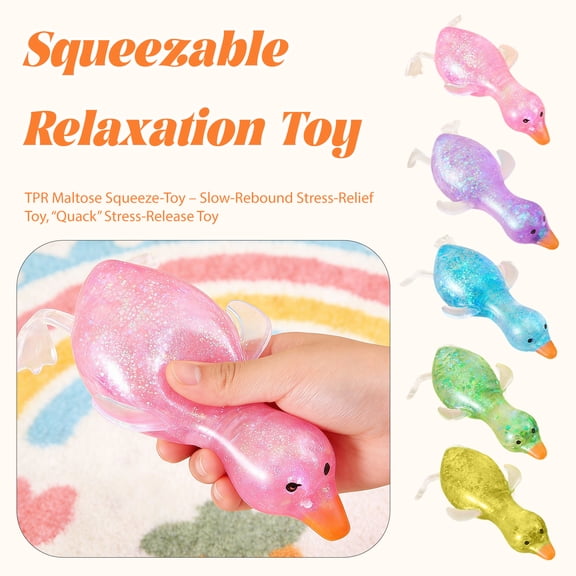 Glitter Ducks Squishy Fidget Toys Stress Relief Sensory Balls for Adults Anxiety Focus Desk Toys Fun Party Favors Stocking Stuffers