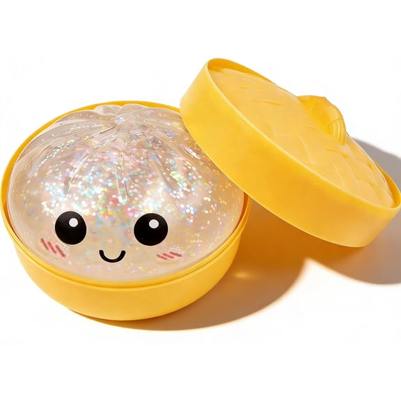 Glitter Dumpling, Glitter Dumpling Squishy Box, Dumplings Squishy, Anxiety Relief Fidget (White)