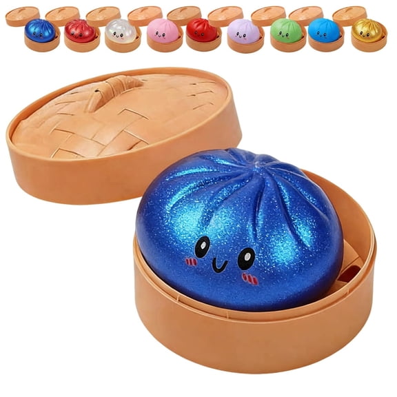 Glitter Dumpling, Glitter Dumpling Squishy with Box, Dumplings Sensory Squeeze Toy for Stress Relief (White)