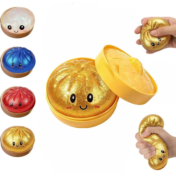 Glitter Dumpling Shape Sensory Stress Relief Bao, Soft Squeeze Fidget Model for Anxiety Relief, Fun Decorative Stress Ball for Adults and Home Office Use