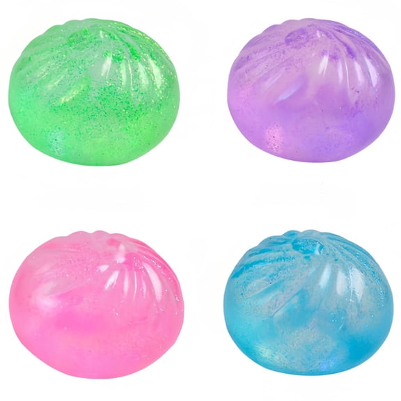 Glitter Dumpling Squish-y toys, Giant Glitter Dumpling, Dumplings Squeeze Sensory Stress Relief Toy, Squeeze Dough Ball Stress Relief Hand Toys with Food Steamer Stretchy Desk Toys