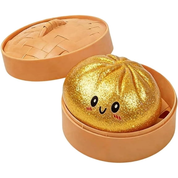 Glitter Dumpling Squishies, Dumpling Mystery Box, Dumplings Stress Balls Fidget Sensory Toys, Birthday Gift & Party Favor # Glitter Golden