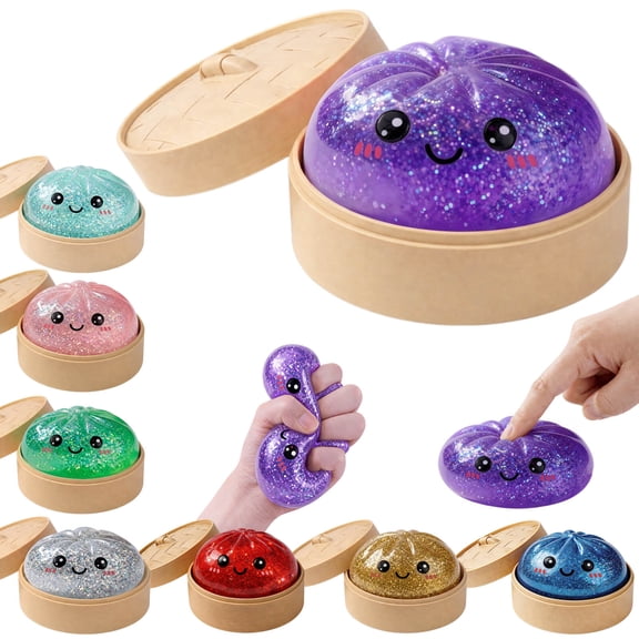 Glitter Dumpling Squishies Mystery Box Squeeze Toy, Easter Squishy Dumpling Fidget Toys for Adults, Stress Relief Sensory Toy(Purple)