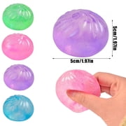 Glitter Dumpling Squishies Stress Ball   Soft Silicone Baozi Squeezable Toy, Mini 1.97inch Decompression Ball Fidget Toy for Adults, Slow Rising Bun Fidget Portable Anxiety Relief Desk Decor