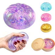 Glitter Dumpling Squishies Toys, Purple Big Squishies Toys for Kidults Teens Adults, Stree Ball, Idea Gift