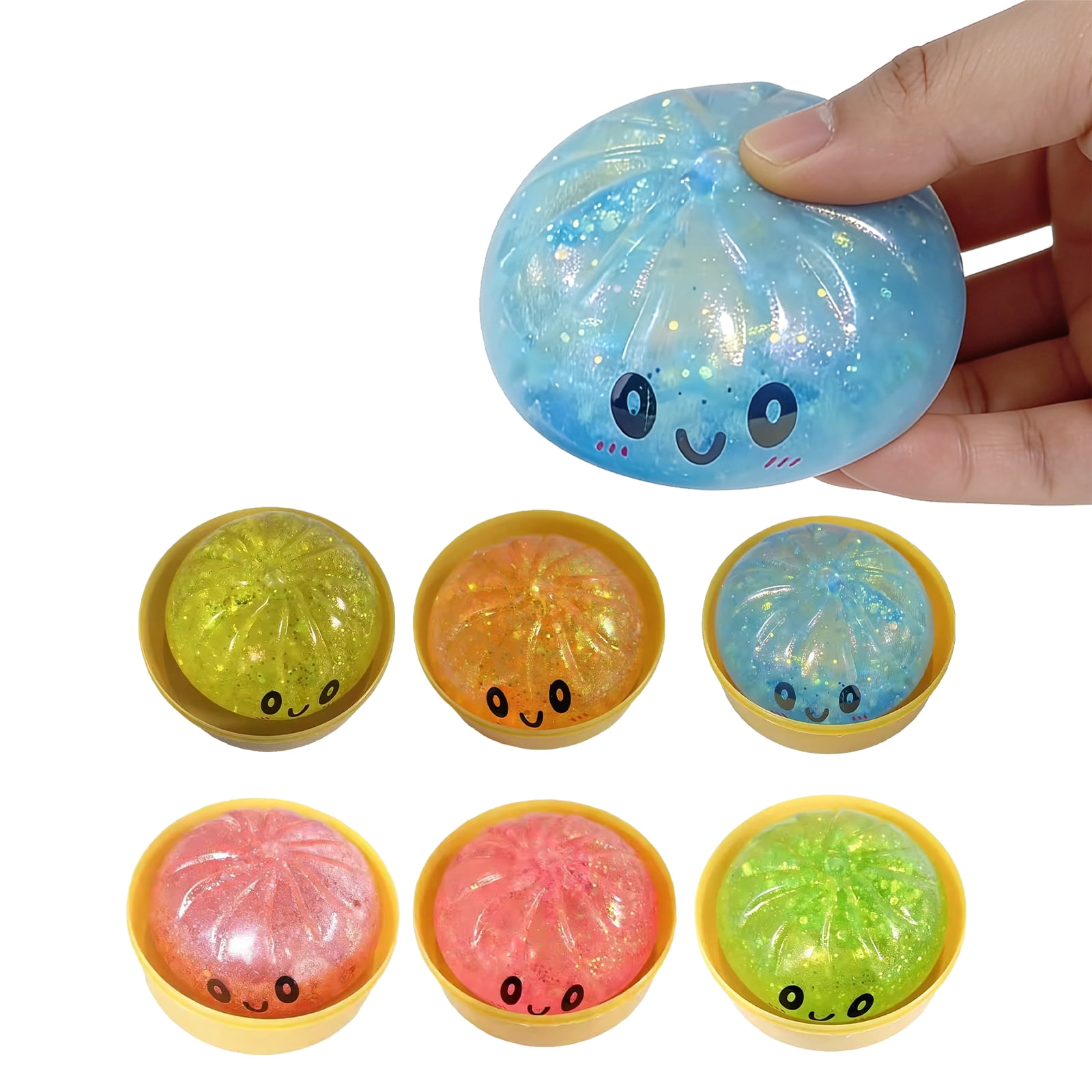 Glitter Dumpling Squishy Baozi, Squishy Doll, Soft Pressure Relief Doll, Squishy Fidget Dolls, Decompression Sensory Dolls, Anxiety Relief Desk Ornament
