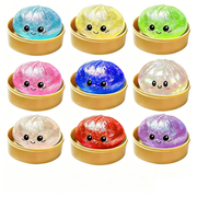Dumpling Squishy Mystery Box, Glitter Dumpling, Dumplings Style Stress Balls for Adults, Steamer Basket Design with Squeezable Bun Stress Relief Fidget Toys