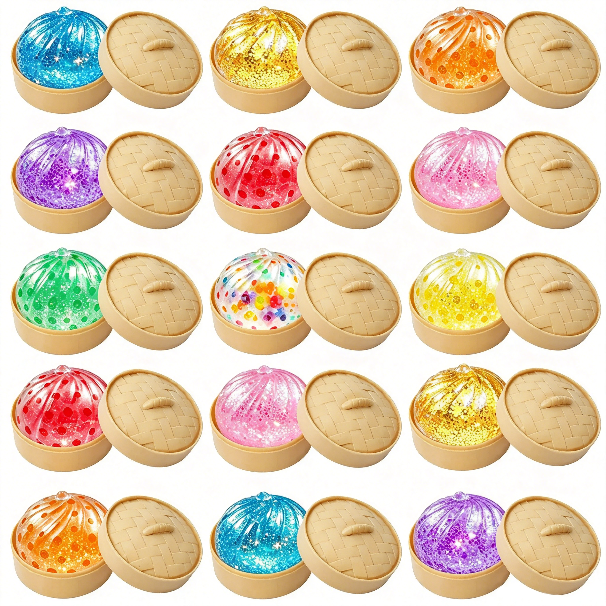 Glitter Dumpling Squishy Box Bulk,4Inch Surprise Dumpling Squishy Stress Ball,Squishy Bun,Random 14 Colors 1Pcs  Mystery Gift Box for Adult Classroom Prizes Party Favor (Random-1pcs)