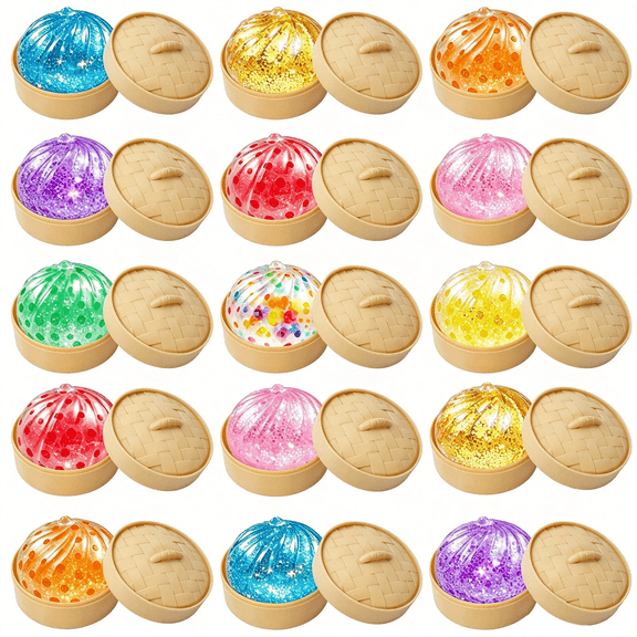 Glitter Dumpling Squishy Box Bulk,4Inch Surprise Dumpling Squishy Stress Ball,Squishy Bun,Random 14 Colors 1Pcs Mystery Gift Box for Adult Classroom Prizes Party Favor (Random-1pcs)
