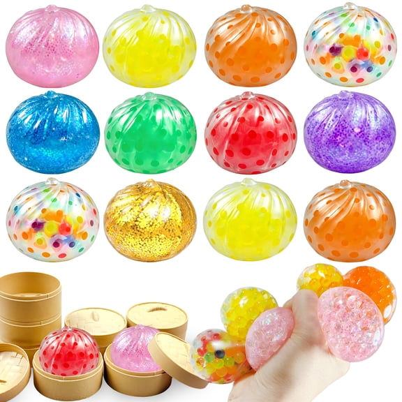 Glitter Dumpling Squishy Box Bulk,4Inch Surprise Dumpling Squishy Stress Ball,Squishy Bun,Random 14 Colors 1Pcs Mystery Gift Box for Adult Classroom Prizes Party Favor (Random-1pcs)