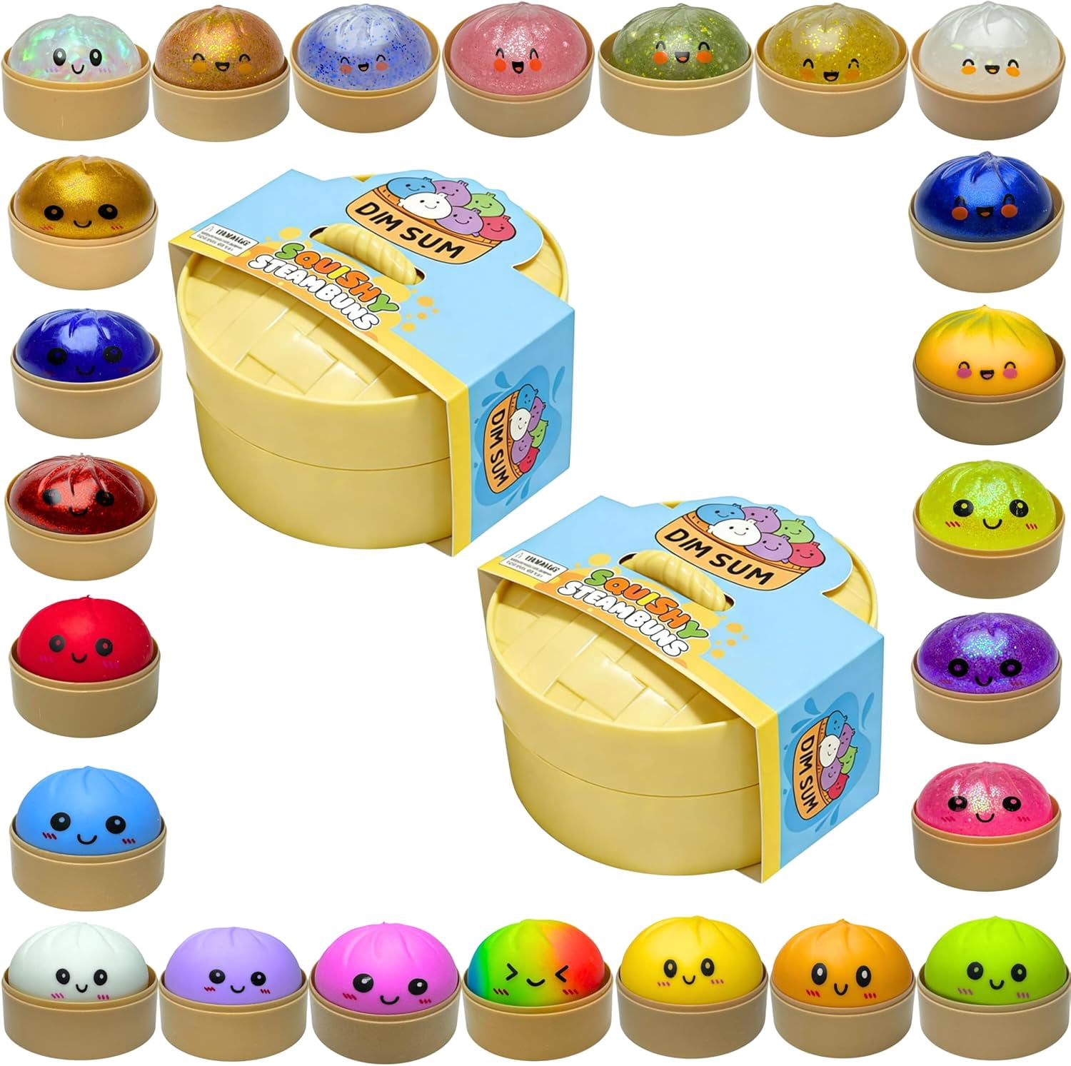 Glitter Dumpling Squishy Box Bulk,4Inch Surprise Dumpling Squishy Stress Ball,Squishy Bun,Random 14 Colors Mystery Gift Box for Adult Classroom Prizes Party Favor (Random-2pcs)