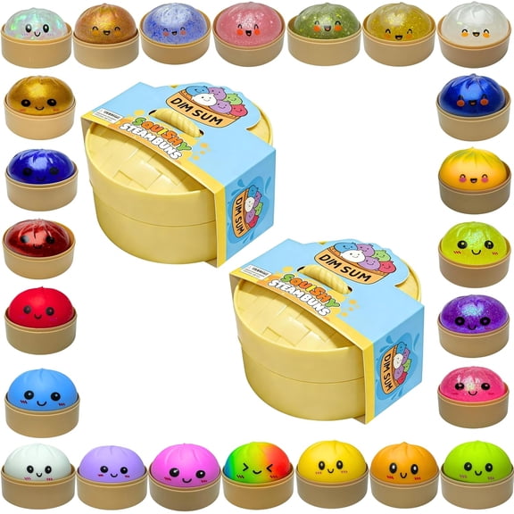 Glitter Dumpling Squishy Box Bulk,4Inch Surprise Dumpling Squishy Stress Ball,Squishy Bun,Random 14 Colors Mystery Gift Box for Adult Classroom Prizes Party Favor (Random-2pcs)