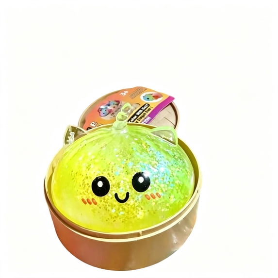 Glitter Dumpling Squishy Bun Stress Relief Toy, Gel Filled Slow Rising Squeeze Fidget Toys for Adult Hand Therapy Desk