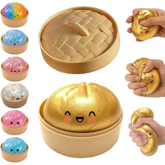 Glitter Dumpling Squishy,Dumpling Squishies,Glitter Dumplings Mystery Box,Colorful Dumplings Stress Balls Fidget,Jumbo,Suitable for Adult use in Offices and Homes