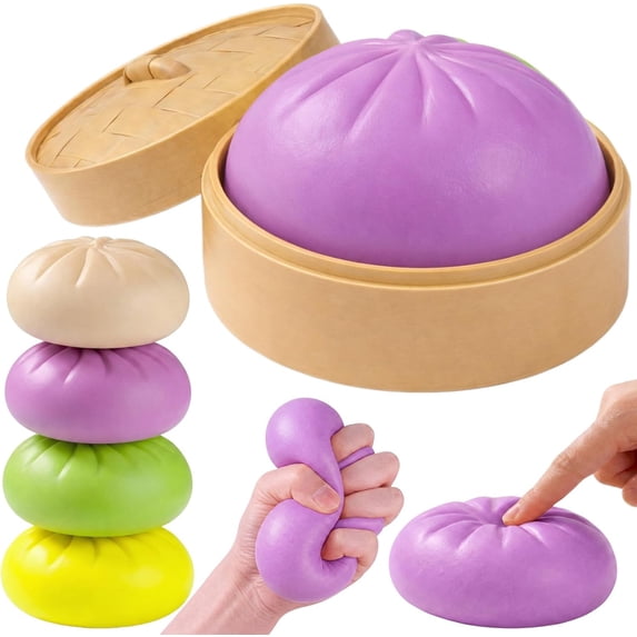 Glitter Dumpling Squishy,Dumpling Squishy, Glitter Dumplings Box, Colorful Dumplings Stress Balls Fidget Sensory,Limited Edition Squeezable Bun Stress Relief Fidget Toys Great Gifts