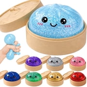 Glitter Dumpling Squishy Mystery Box Squeeze Toy, Squishy Dumpling Fidget Toys for Adults, Stress Relief Sensory ToyLightBlue