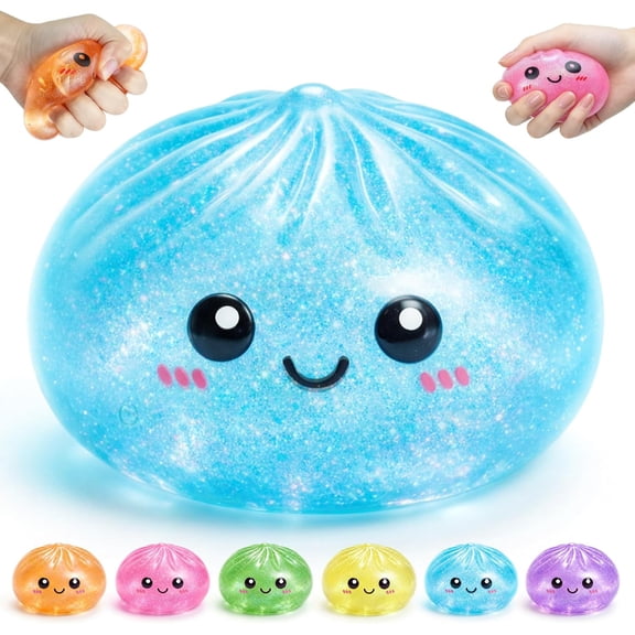 Glitter Dumpling Squishy Stress Ball Toys,2026 Upgraded Glitter Dumpling, Colorful Dumplings Stress Balls, Soft Squeeze Decompression Dough for Anxiety Relief Fidget