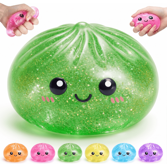 Glitter Dumpling Squishy Stress Ball Toys,2026 Upgraded Glitter Dumpling, Colorful Dumplings Stress Balls, Soft Squeeze Decompression Dough for Anxiety Relief Fidget
