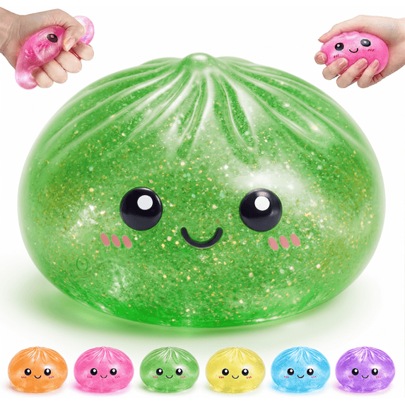 Glitter Dumpling Squishy Stress Ball Toys,2026 Upgraded Glitter Dumpling, Colorful Dumplings Stress Balls, Soft Squeeze Decompression Dough for Anxiety Relief Fidget