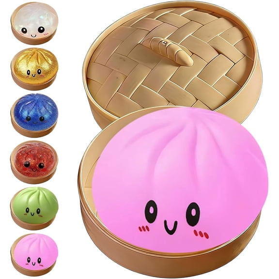 Glitter Dumpling Squishy with Box, Glitter Squishy Dumplings Squeeze for Stress Relief