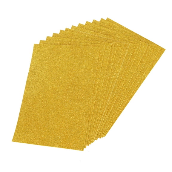 Uxcell Glitter EVA Foam Sheets Soft Paper Self-Adhesive 11.8 x 7.8" Gold Tone 12Pcs