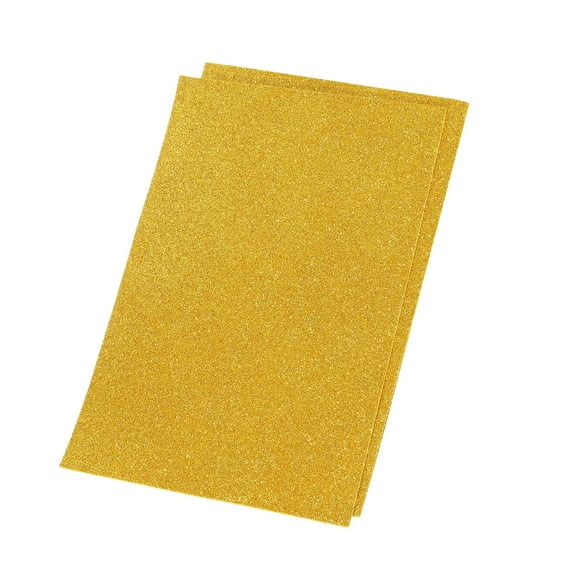 Glitter EVA Foam Sheets Soft Paper Self-Adhesive 11.8 x 7.8 Inch Gold Tone 2 Pcs