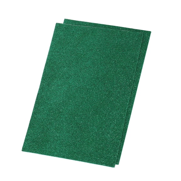 Glitter EVA Foam Sheets Soft Paper Self-Adhesive 11.8 x 7.8 Inch Green 2 Pcs