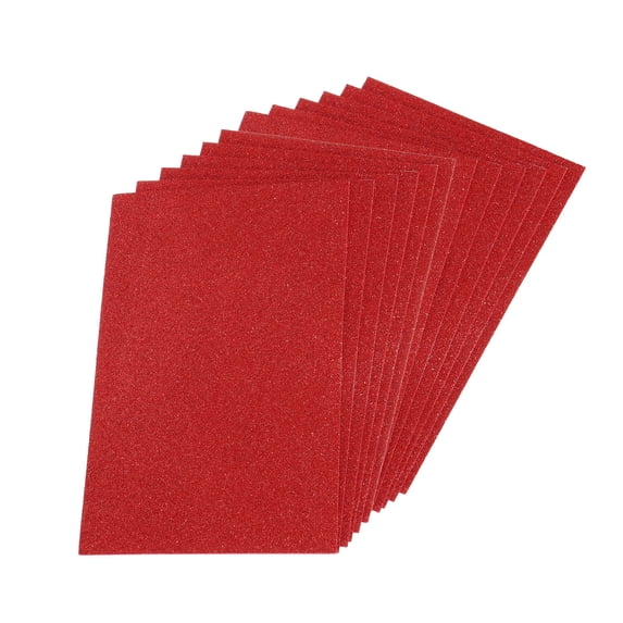 Uxcell Glitter EVA Foam Sheets Soft Paper Self-Adhesive 11.8 x 7.8" Red 12 Pcs